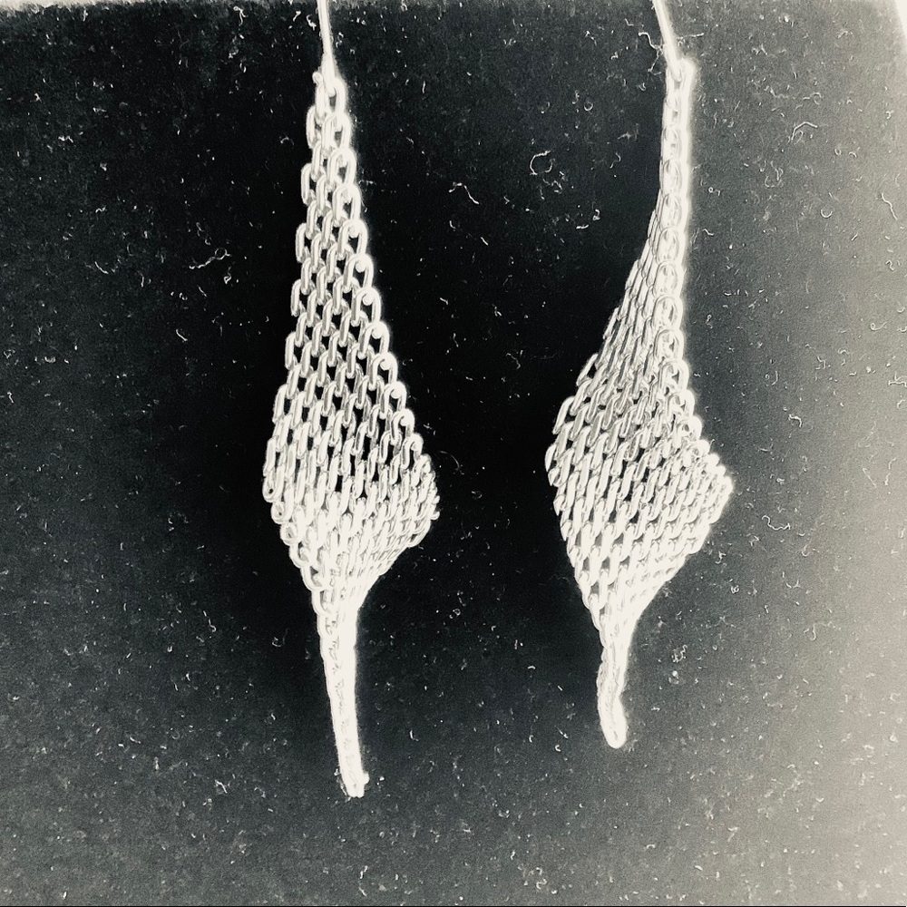 Silver Netted Spiral Earrings - Picture 2 of 5